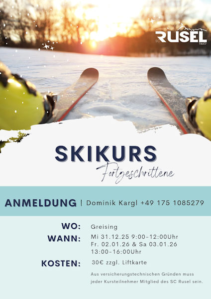 Plakat als Werbung für einen Skikurs