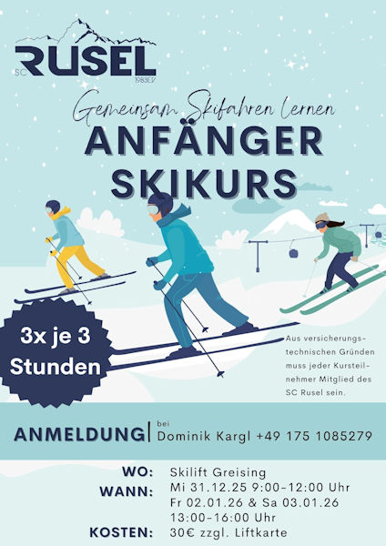 Plakat als Werbung für einen Skikurs