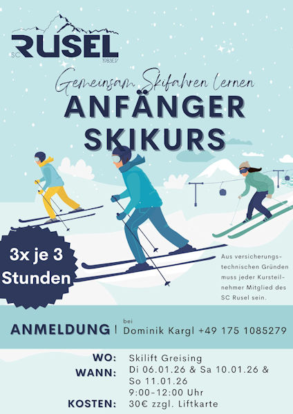 Plakat als Werbung f&uuml;r einen Skikurs