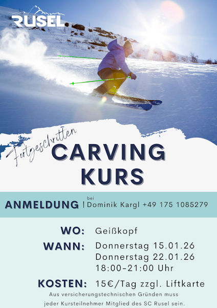 Plakat als Werbung f&uuml;r einen Carvingkurs