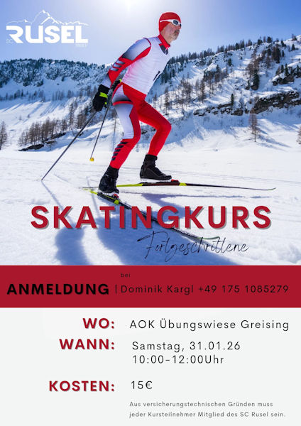 Plakat als Werbung f&uuml;r einen Skating-Kurs