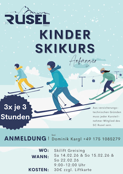 Plakat als Werbung f&uuml;r einen Skikurs