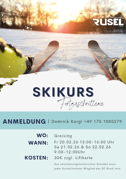 Plakat als Werbung f&uuml;r einen Skikurs
