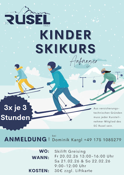 Plakat als Werbung f&uuml;r einen Skikurs