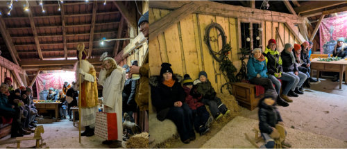 Bild von der Weihnachtsfeier 2025, ein Engel, ein Nikolaus und die Empfänger